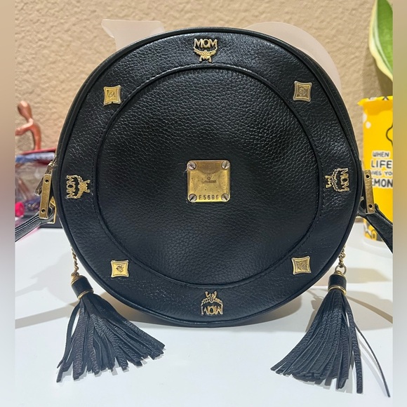 MCM VINTAGE TAMBOURINE BLACK LEATHER BAG - Picture 1 of 16